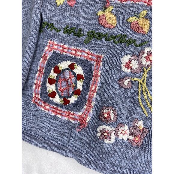 Heirloom Collectibles Women's M Blue Sweater Cardigan Baking Garden Y2K 2000 - Picture 4 of 5